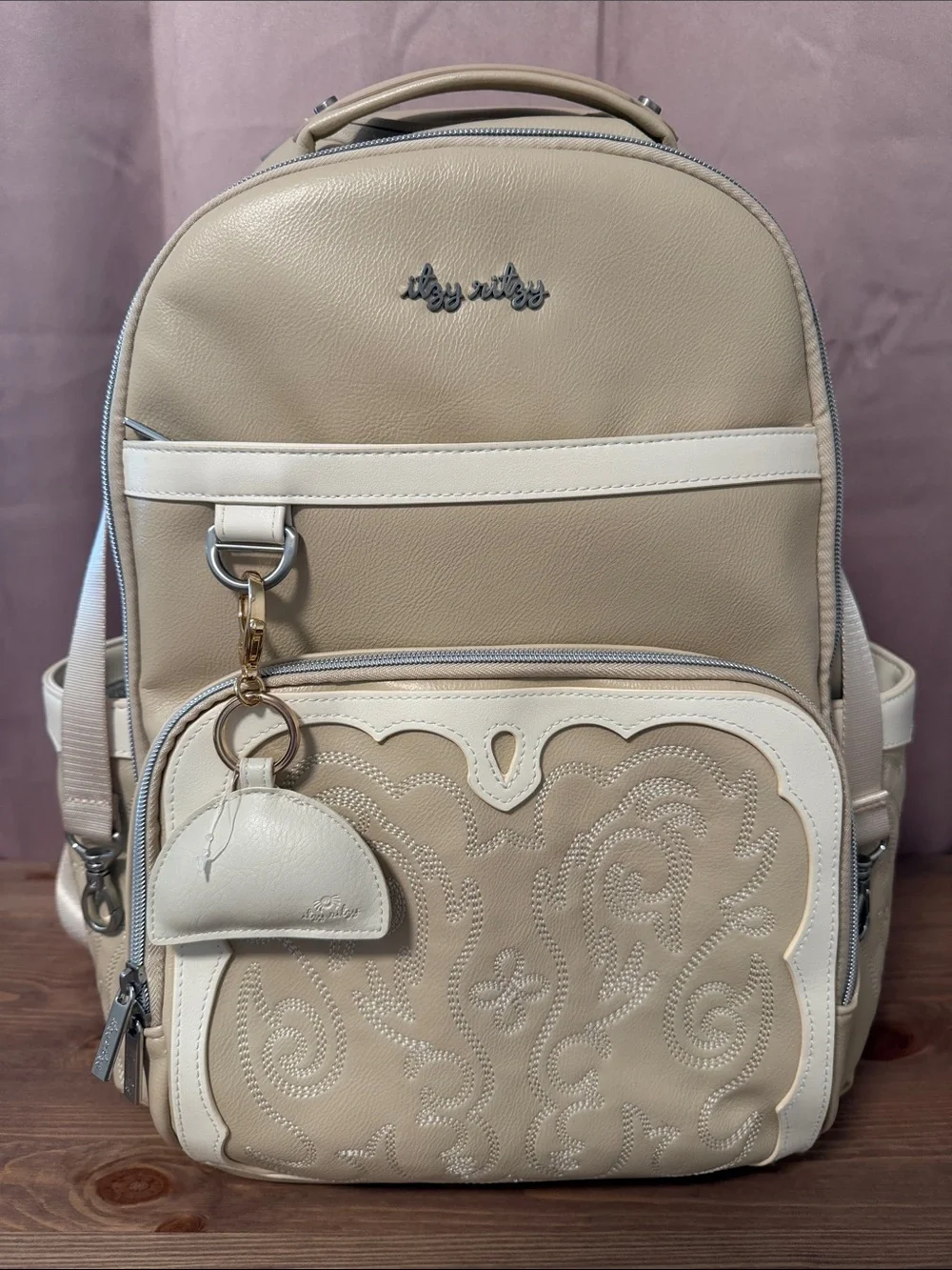 NWOT Itzy Ritzy OAT Diaperbag Backpack with Sun Charm
